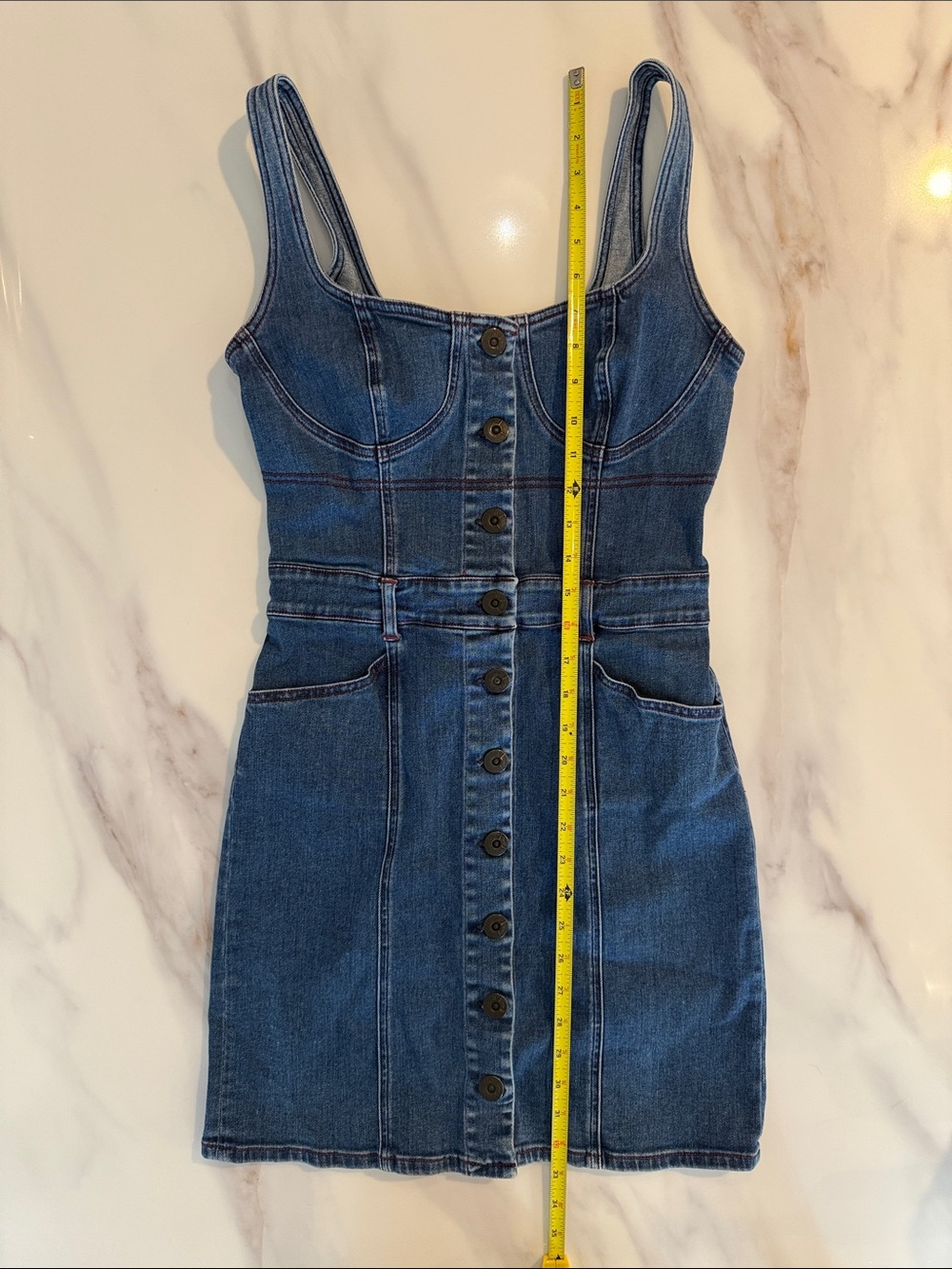 3x1 Denim Shannon Dress Button-Front Jeans Mini Dress Medium Kyla Blue Wash - Picture 7 of 16